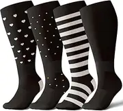 [Azalencro] Wide Calf Compression Socks for Women&Men Plus Size,20-30mmhg Knee High graduated Socks for Pregnant,Nurses,Travel