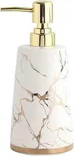Ceramic Lotion Dispenser, Hand Soap Dispenser, Refillable- Shampoo Dispenser, Bathroom Kitchen-White-450ml/15oz