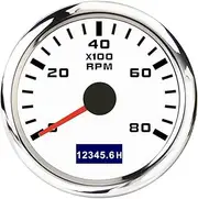 APTPKGDFDK 52mm Pointer Tachometer 4000 RPM Tacho Meter Gauge with Red Backlight for Car Boat Yacht RV 9-30V Temperature Meter(8000-WS)