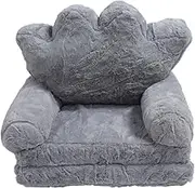 Jiawu Plush Foldable Kids Sofa, Lightweight and Safe Chair Folding CrownCushion, Cartoon Design with Backrest, Kindergarten Reading ChairCushion (2 Tier)