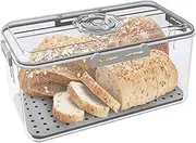 ZEAYEA Bread Box for Kitchen Countertop, Airtight Bread Storage Container, Time Recording Plastic Bread Keeper for Bread Bagel Loaf, Fresh Container for Vegetable Fruit Fridge Organizer