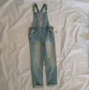 Cat & Jack Girl's Embroidered Unicorn Light Denim Wash Jean Overalls XL(14/16)