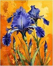 TAOPAOLAB Fine Art Paint by Numbers Kit for Adults - DIY Purple Iris Flowers on Orange Painting on Canvas 16x20 Inches, Acrylic Paint Set, Suitable for Beginners, Art for Home Decoration or Gifts