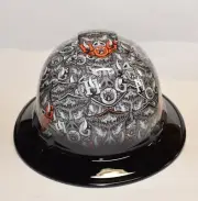 Wide Brim Hard Hat Hydro Dipped in Black Brim Hog Biker w/ Brim Guard
