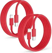 2Pack Red Fast Charger Cable 6ft [Apple MFi Certified], USB Type C to Lightning Cable 6 Foot Apple iPhone Charging Cord for Apple iPhone 14 13 12 Pro XR XS Max X 8 Plus