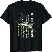 [VidiAmazing] Mens Reel Cool Poppa us Army Veteran Fishing 4th of July ds103 T-Shirt