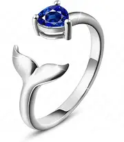 [Gemstar Jewellery] Ladies Mermaid Toe Ring in 14k White Gold Finishing Blue Sapphire Pure 925 Silver, 925 Sterling Silver,925 Silver,14k White Gold,Metal, sapphire (cz)