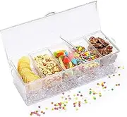 Ice-cold Container Made of Plastic, Classified Storage, Compact and Practical for Clear Saucen-caddy-serving Tablet Containers with a Sealed Lid, (5 Grids)