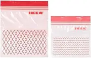 Ikea Istad red plastic bag, clear, polyethylene, 7.5 x 3.15 x 2 in, 60 units