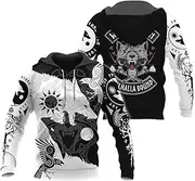 [YOROOW-OUTDOOR] Viking Valhalla Odin Wolf Sweatshirt Nordic Mythology Print Hoodie Pullover Nordic Men Retro Jacket