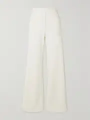 [Clio Peppiatt] Clio Peppiatt - Stretch-crepe Wide-leg Pants - Ivory - medium medium Ivory