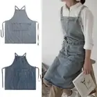 Canvas Denim Apron Antifouling Work Clothes Coffee House Uniform Nail Beauty