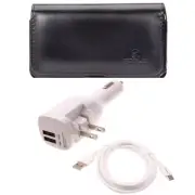 For iPhone 15 Pro Leather Case Belt Clip Holster & 6ft Long USB-C Cable 2-in-1