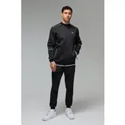 Mens Black Man Sport Track Top and Cuffed Jogger Tracksuit