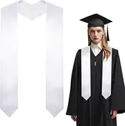 [Dqwtb] Unisex Plain Graduation Stole Graduation Honor Satin Sash for Students Adult 62" Long