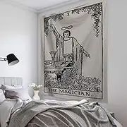qbodp Vintage Tarot Tapestry the Magician Tapestry Mural,39 x 30 in(100x75cm),Medieval Divination Tapestry Wall Hanging Wall Art Home Decor Vertical Wall Tapestry