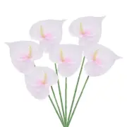 6Pcs 13" Artificial Anthurium Lily Flowers Floral Bouquet Decor, Pink White