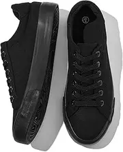 [Witwatia] Women's Casual Canvas Shoes Low Top Play Fashion Sneakers Ladies Canvas Tennis Shoes Lace-Up Comfortable White Canvas Shoes for Girls