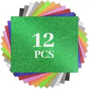 Glitter HTV Heat Transfer Vinyl Bundle - 12 Pack 12 "X10 Glitter Iron on Vinyl f