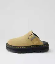 New Dr Marten Zebzag Savannah Tan Suede Mules Womens Shoes Casual Shoes Flat