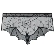 2 Pcs Halloween Bat Lace Props Table Lamp Window Curtain Fireplace Cloth Home Decorations
