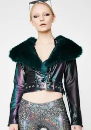 [J Valentine] Metallic Moto Jacket