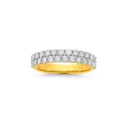 18ct Gold Diamond Two Row Band