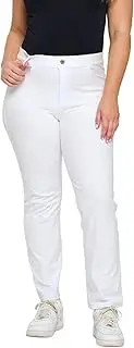 [ICONOFLASH] Women's Stretch Jeggings with 4 Pocket Pull On Straight Leg Jean Leggings with Belt Loops (Available in Plus Size), White, X-Large Plus