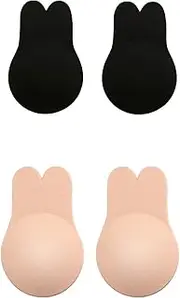 [XMSM] 2 Pairs Rabbit Bras Push Up Strapless Self Sticky Bra Invisible Backless Adhesive Bra Reusable