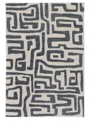 Walvis Cream and Grey Aztec Washable Rug