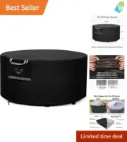 Heavy Duty Round Fire Pit Cover - Super Waterproof, 44"D, Adjustable Drawstring