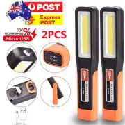 2pcs Rechargeable COB LED Work Light Car Mechanic Inspection Lamp Torch Magnetic