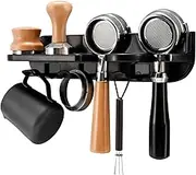 Espresso Tamper Holder Station Laelr Wall Mounted Coffee Organizer Distributor & 54mm Portafilter Storage Shelves Accessories Rack for Bar Home Office, Black