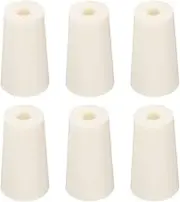 uxcell Tapered Shaped Silicone Stoppers 15 to 19mm, 6 Pcs White Tapered Lab Seal Plugs with Hole for Sealing, Test Tubes, Flasks
