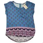 NEW Womens Top Blue Shirt Soft Light Weight Cap Sleeve 5% Spandex Small