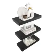 Floating Shelves for Wall Black Wood Wall Shelf for Bedroom, 15 Inch Wall
