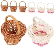 OSALADI 8pcs Little Basket Storage Bins Bamboo And Plastic Woven Tiny Baskets Mini Picnic Basket For Kids Dollhouse Miniature Basket