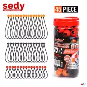 45Pc Elastic Bungee Ball Tie Down Cord Loop Stretch Tarp Tent Awning Strap Black