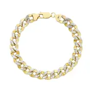 9kt Two Tone Gold Silver Infused Concave Curb Bracelet