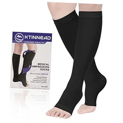 Ktinnead Compression Socks for Women and men 20-30 mmhg, Knee High Medium Black
