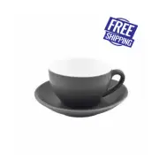 6x Cappuccino Cup & Saucer Set Slate Grey 200mL Bevande Tea Coffee Cups