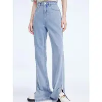在飛比找ETMall東森購物網優惠-LILY2022全棉開叉顯瘦高腰牛仔褲