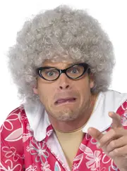 Grandpa Mens Grey Curly Costume Wig