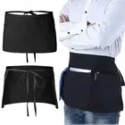 3 Pockets Waist Apron Black Short Half Waist Apron Half Apron Hairdresser