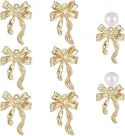 [BENECREAT] 8Pcs Real 18K Gold Plated Bowknot Pendant, Light Gold 3-Dimensional Double-Bow Charms for Bracelet Necklace Jewelry DIY, Craft Making Findings, 19x13.5x7mm, Hole: 1mm
