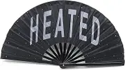 Expression Tees Large Concert Folding Hand Fan - Foldable Handheld Clack Fans, Perfect for Festivals, Raves, EDM, Vogue - Abanicos de Mano para Fiesta (Heated)