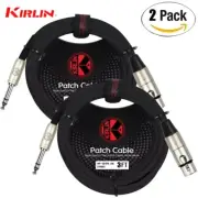 2-PACK Kirlin 3FT 1/4" TRS To XLR Female 24AWG Patch Cable MP-484 PR-03/BK