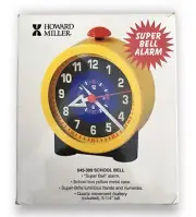 NEW VINTAGE Howard Miller "SCHOOL BELL" Yellow Alarm Clock Mid Century Modern