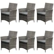 Livsip 6X Outdoor Dining Chairs Rattan Outdoor Patio Chairs Furniture Grey