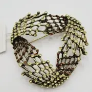 Vintage New Brooch Gold & Bronze Tone Open Concept 2"
